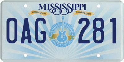 MS license plate OAG281