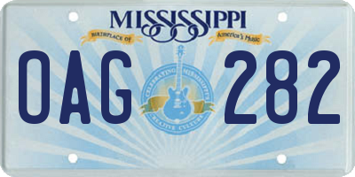 MS license plate OAG282