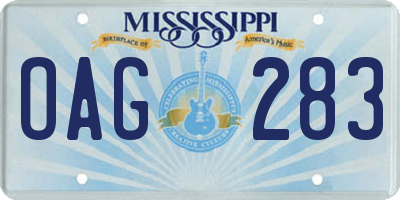 MS license plate OAG283