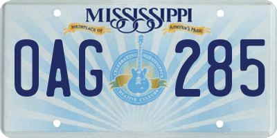 MS license plate OAG285