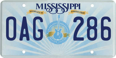 MS license plate OAG286