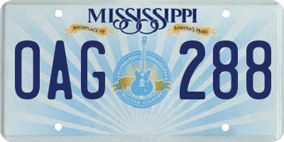 MS license plate OAG288