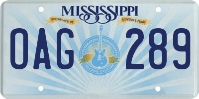 MS license plate OAG289