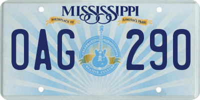 MS license plate OAG290