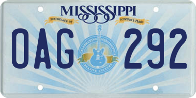 MS license plate OAG292