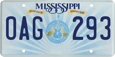 MS license plate OAG293