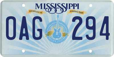 MS license plate OAG294