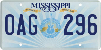 MS license plate OAG296
