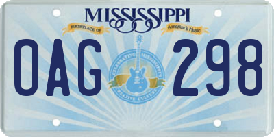 MS license plate OAG298