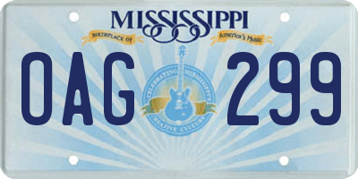 MS license plate OAG299