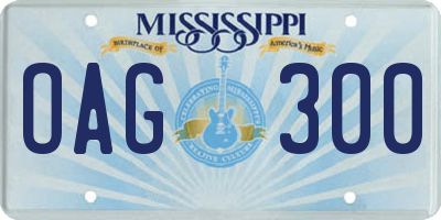 MS license plate OAG300