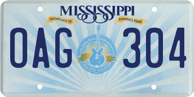 MS license plate OAG304