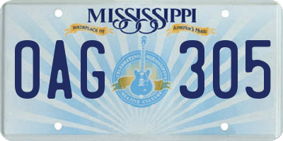 MS license plate OAG305
