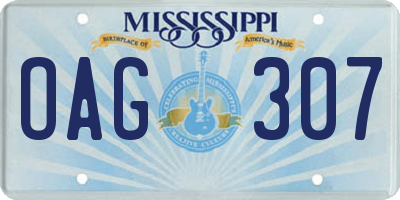 MS license plate OAG307