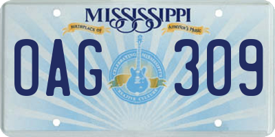 MS license plate OAG309