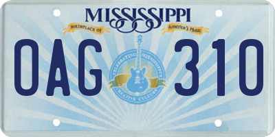 MS license plate OAG310