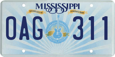 MS license plate OAG311