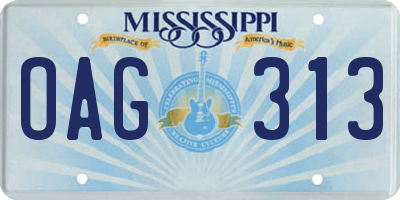 MS license plate OAG313