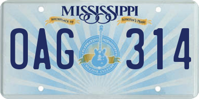 MS license plate OAG314