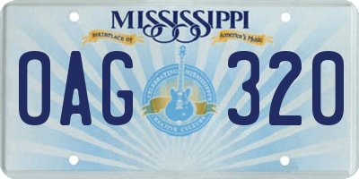 MS license plate OAG320