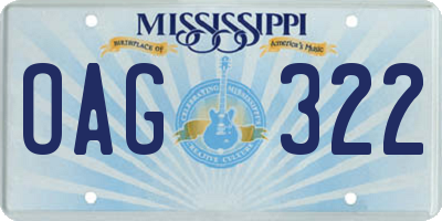 MS license plate OAG322