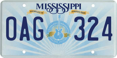 MS license plate OAG324