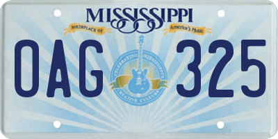 MS license plate OAG325
