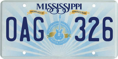 MS license plate OAG326