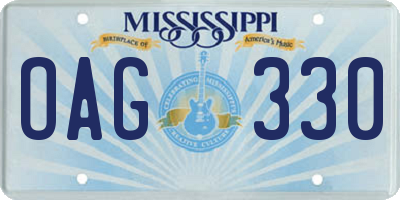 MS license plate OAG330