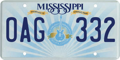MS license plate OAG332