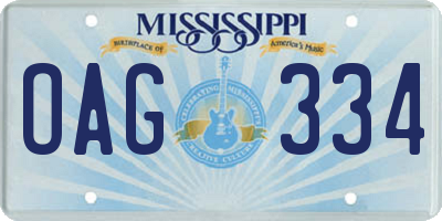 MS license plate OAG334