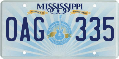 MS license plate OAG335