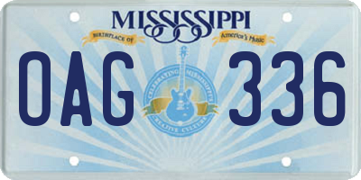 MS license plate OAG336