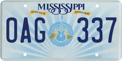MS license plate OAG337