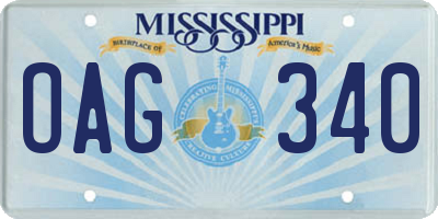 MS license plate OAG340