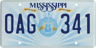 MS license plate OAG341