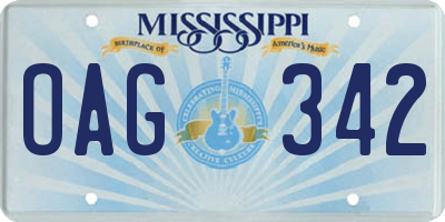 MS license plate OAG342