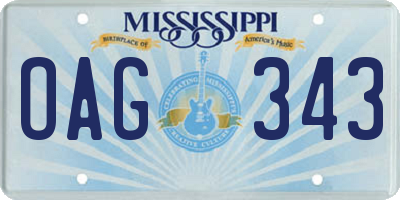 MS license plate OAG343