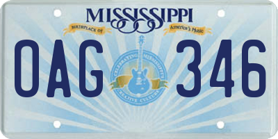 MS license plate OAG346