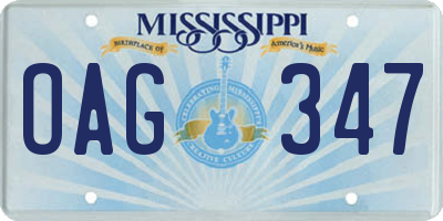 MS license plate OAG347