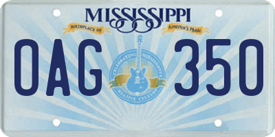 MS license plate OAG350