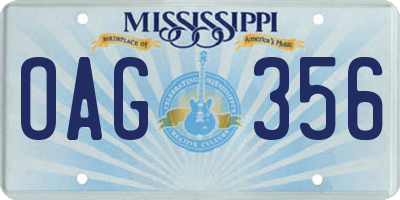 MS license plate OAG356