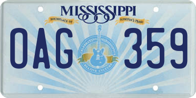 MS license plate OAG359