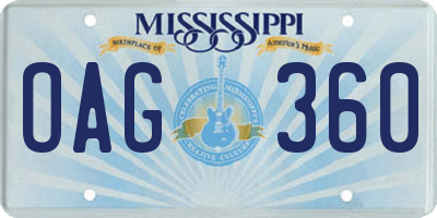 MS license plate OAG360