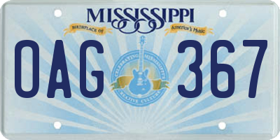 MS license plate OAG367