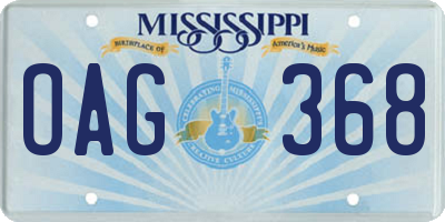 MS license plate OAG368