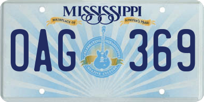 MS license plate OAG369