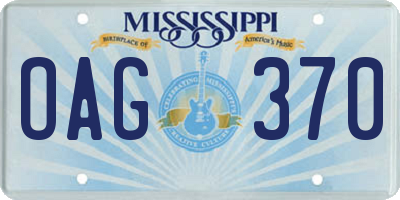 MS license plate OAG370