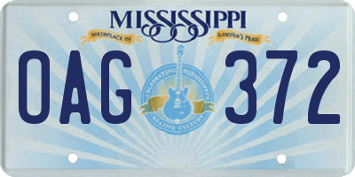 MS license plate OAG372