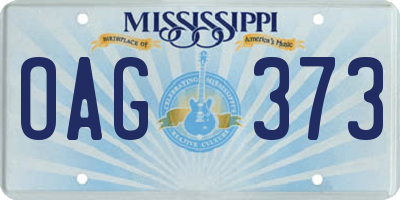 MS license plate OAG373